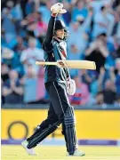  ??  ?? Drop the mic: Joe Root celebrates his unbeaten century at Headingley