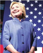  ??  ?? Democratic presidenti­al candidate Hillary Clinton