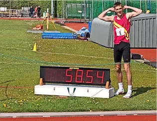  ?? ?? Team Bath AC’S Charlie Staddon with his new personal best