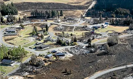  ?? BEJON HASWELL/STUFF ?? An aerial view of the charred remains of Lake Ōhau village.