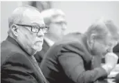  ?? STEPHEN B. MORTON/AP ?? Greg McMichael, left, listens to jury selection on Oct. 25 in Georgia. McMichael, his son and a third man are on trial in the 2020 death of Ahmaud Arbery.