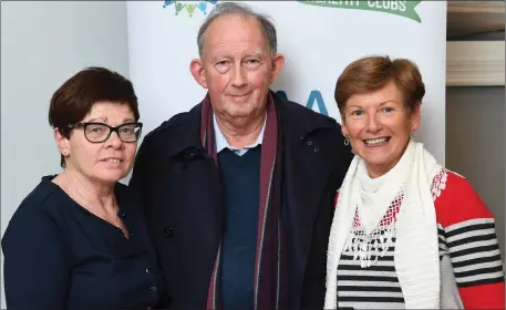  ??  ?? Secrets to ageing well were revealed at a seminar attended by almost 300 people in Tralee hosted by The Longitudin­al Study on Ageing (TILDA), the GAA and Irish Life. Pictured at the seminar were Peggy Horan Kerry GAA , Michael and Eilish Wrenn from Listowel
Photo by Domnick Walsh / Eye Focus