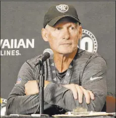  ?? Heidi Fang Las Vegas Review-Journal @HeidiFang ?? GM Mike Mayock on the Raiders’ fizzling finish: “We were beat up and injured, but that’s part of the NFL. So I have to do a better job of helping the coaching staff.”