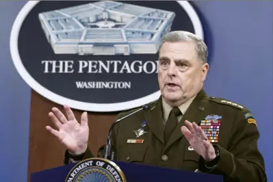  ?? AP photo ?? Joint Chiefs Chairman Gen. Mark Milley speaks at a press briefing at the Pentagon in Washington on July 21.
