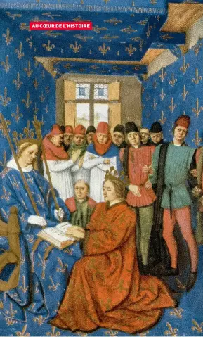  ??  ?? 5 juin 1286 – L’Hommage d’Édouard Ier, fils d’Henri III d’Angleterre, au roi de France Philippe le Bel ; miniature
du xve siècle.