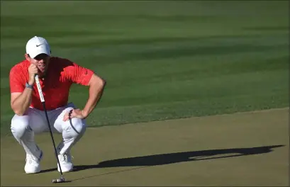  ?? ?? Northern Irishman Rory McIlroy sizes up a putt during his march to a 20th PGA Tour title at the CJ Cup over the weekend