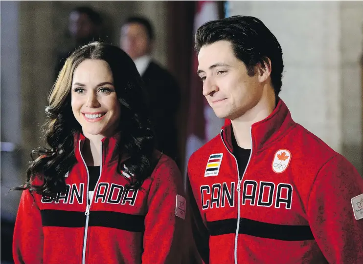  ?? — THE CANADIAN PRESS ?? Prime Minister Justin Trudeau announced Canadian figure skaters Tessa Virtue and Scott Moir as Canada’s Olympic flag bearers in Ottawa on Tuesday.