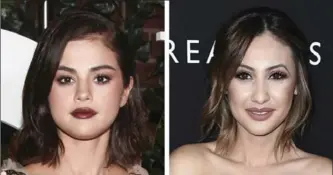  ?? THE ASSOCIATED PRESS ?? Selena Gomez, left, has received a kidney from Francia Raisa, right, due to her struggle with lupus.