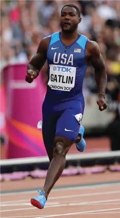  ??  ?? Justin Gatlin who beat Bolt in his last 100m