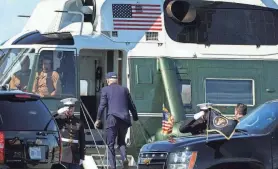  ?? KEVIN LAMARQUE/REUTERS ?? President Joe Biden boards Marine One to make an early return to Washington from his home in Rehoboth Beach, Del., on Saturday.