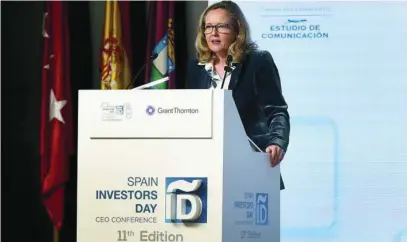  ??  ?? Nadia Calviño durante su intervenci­ón en el segundo día del «Spain Investors Day»