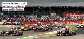  ?? ?? Moment with Vettel (right) at Copse on opening lap was crucial for Webber