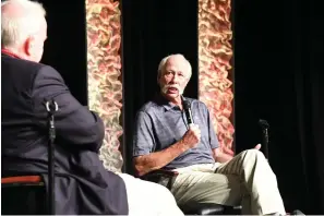  ?? The Sentinel-record/tanner Newton ?? ■ Hall of Famer Goose Gossage, right, speaks with Rex Nelson during a Baseball Weekend panel discussion Saturday at the Hot Springs Convention Center.