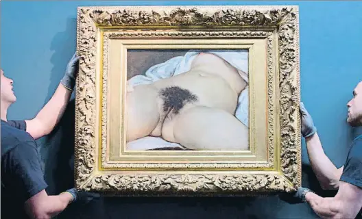  ?? SEBASTIEN BOZON / AFP ?? ‘El origen del mundo’ El cuadro de Courbet, en una
exposición temporal en Ornans. Abajo, el profesor
Frédéric Durand-Baïssas