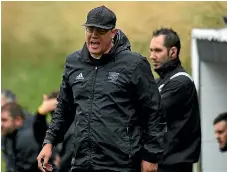  ??  ?? Hawke’s Bay United coach Brett Angell reacts during Sunday’s 3-3 draw with Team Wellington.