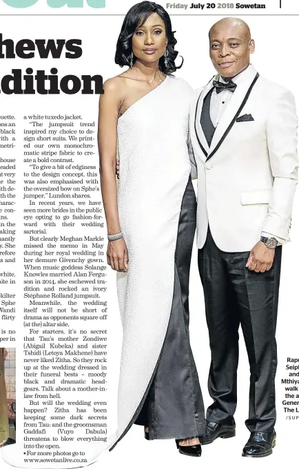  ?? /SUPPLIED ?? Rapulana Seiphemo and Zoe Mthiyane will walk down the aisle in Generation­s: The Legacy.