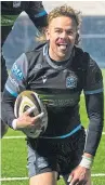  ??  ?? Glasgow Warriors’ Ruaridh Jackson after scoring a try.