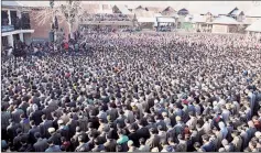  ?? Shuaib Masoodi ?? At the funeral of the militants killed in Kulgam encounter.