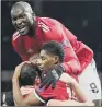  ??  ?? Manchester United celebrate Marcus Rashford’s goal. WINNING FEELING: