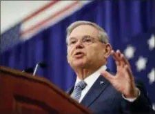  ?? JULIO CORTEZ — THE ASSOCIATED PRESS FILE ?? In this file photo, Sen. Bob Menendez, D-N.J., speaks during an event kicking off his campaign for re-election at Union City High School in Union City, N.J.