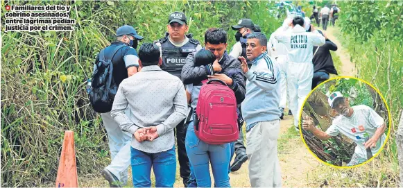  ?? ?? Familiares del tío y sobrino asesinados, entre lágrimas pedían justicia por el crimen.