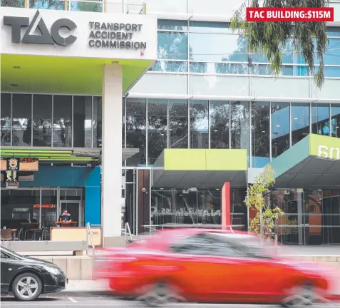  ?? Picture: PETER RISTEVSKI ?? RECORD: Geelong’s TAC building on Brougham Street, Geelong has sold for $115 million.
