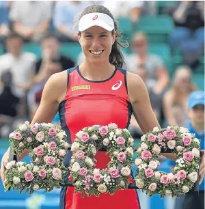  ?? Picture: PA. ?? Johanna Konta celebrates her 300th career victory.