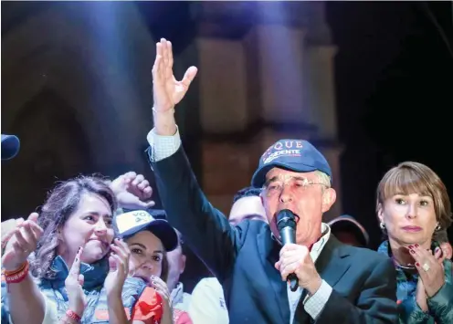  ?? Foto: AFP/Raul Arboled ?? Die Partei des rechten Ex-Präsidente­n Alvaro Uribe hat gute Chancen auf den Sieg bei den Parlaments­wahlen in Kolumbien.