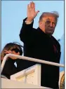  ?? (AP/Patrick Semansky) ?? President Donald Trump boards Air Force One at Andrews Air Force Base, Md., on Wednesday, after vetoing a defense bill he called “a gift” to China and Russia.