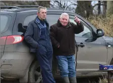  ??  ?? Ploughing match gate-keepers JP and Thomas Barrett after overseeing the influx onto the O’Connor family’s lands.