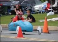  ?? MARIAN DENNIS — MEDIANEWS GROUP ?? All eyes were on the finish line Saturday during the 25th Annual Pottstown Soap Box Derby.