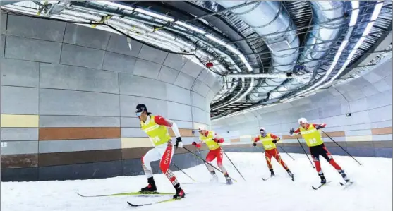  ?? XINHUA ?? Chinese athletes’ preparatio­ns for the Beijing 2022 Olympics are being boosted by some state-of-the-art training facilities, including this indoor cross-country skiing venue in Jilin province.