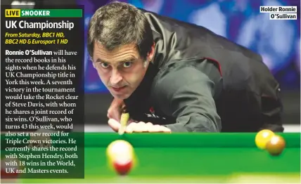  ??  ?? HOLDER RONNIEO’SULLIVAN