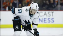  ?? MATT SLOCUM — THE ASSOCIATED PRESS ?? The Sharks’ Radim Simek plays against the Philadelph­ia Flyers last week. He has agreed to terms on a four-year contract extension worth around $8million.