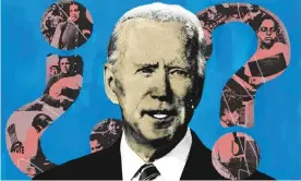  ?? Illustrati­on: Veronica Bolivar/The Guardian ?? Many young Latinos are concerned that Biden does not share their progressiv­e politics.