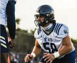  ?? MIKEY BERLFEIN FIU Athletics ?? Linebacker Tyson Maeva, a fifth-year senior, spent three years at Boise State and helped the Broncos to a bowl game each season.