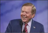  ?? ALEX WONG/GETTY IMAGES ?? Lou Dobbs of Fox Business Network speaks during the Conservati­ve Political Action Conference at the Gaylord National Resort and Convention Center in National Harbor, Md. in 2017.