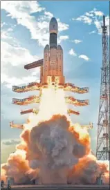  ?? PTI ?? Isro's heaviest rocket, GSLV MkIII, takes off from the Satish Dhawan Space Centre in Sriharikot­a on Monday. Bearing communicat­ion satellite GSAT19, the 640tonne carrier is also referred to as ‘fat boy’ by scientists.