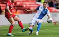  ?? ?? LUK LIVELY: Engel battles with Rovers’ Ryan Hedges