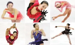  ??  ?? SOCHI: In this combinatio­n of six file photos, Japan’s figure skater Mao Asada performs, clockwise from top left to right, at the ISU figure skating Grand Prix Final in Sochi, Russia, Dec. 7, 2012, at the Japan National Figure Skating Championsh­ips in...