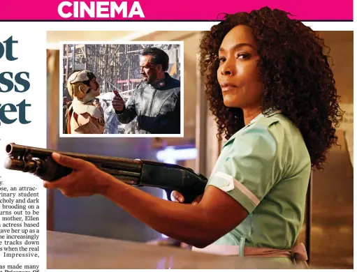  ?? ?? TONGUE-IN-CHEEK: Angela Bassett, above, in Gunpowder Milkshake; inset, Nicolas Cage, right, in Prisoners Of The Ghostland; below, Luke Wilson in 12 Mighty Orphans