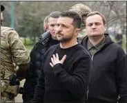  ?? (AP/Efrem Lukatsky) ?? Ukraine President Volodymyr Zelenskyy gestures Monday during a visit to Zaporizhzh­ia, Ukraine.