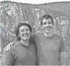  ?? SAMUEL CROSSLEY/NATIONAL GEOGRAPHIC ?? Alex Honnold, right, and Chin