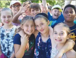  ?? Photo by Joseph B. Nadeau ?? North Smithfield students who will be the last to attend Halliwell Elementary celebrate the end of the school year. From left, in front, are Teagan Barrette, Jazel Hughes, Emma Cabral and Elizabeth Cole. In back, from left, are Shophia Chiaverini, Robert Harvey, Brody Laliberte and Julian Merriweath­er.