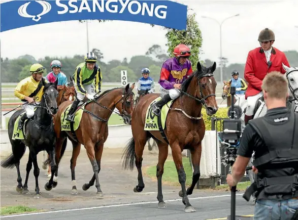  ??  ?? Chris Johnson returns aboard Sensible Princess after capturing the Auckland Thoroughbr­ed Breeders Stakes.