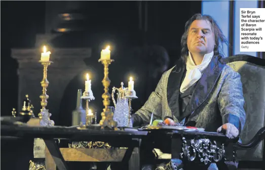  ?? Getty ?? Sir Bryn Terfel says the character of Baron Scarpia will resonate with today’s audiences