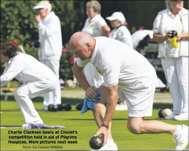  ?? Picture: Tony Flashman FM4869362 ?? Charlie Clackson bowls at Chislet’s competitio­n held in aid of Pilgrims Hospices. More pictures next week