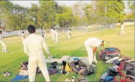  ??  ?? (Left) Young cricketers of a private academy in action at Chowk stadium; (right) Veteran footballer­s enjoying fun game at the KD Singh ‘Babu’ stadium.