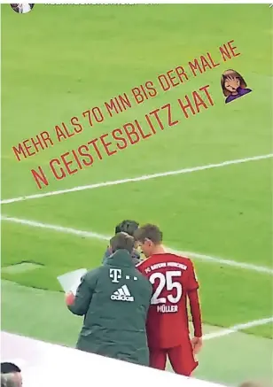  ??  ?? Lisa Müller, Frau von Thomas Müller, postete bei Instagram dieses Foto und den Text über die Eintwechsl­ung ihres Mannes und gegen Trainer Niko Kovac. Foto: Screenshot/Instagram