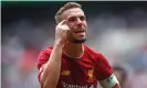  ?? Photograph: Robbie Jay Barratt - AMA/Getty Images ?? Jordan Henderson has contacted his fellow Premier League captains to organise a coronaviru­s fund that will raise millions of pounds for the NHS